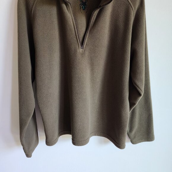 Spyder Pullover Medium Olive Green M Mens BROKEN ZIPPER Polyester Fleece Quarter - Picture 13 of 17